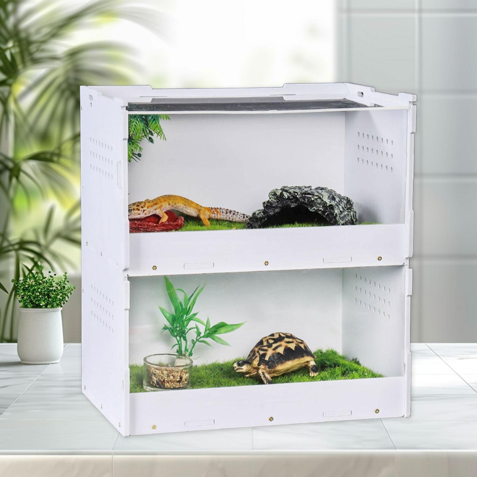 Bvdfgk Multi-Purpose Reptile Terrarium Tank, Reptile Feeder Box with Ventilation Holes, L