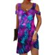 thumbnail image 2 of Puntoco Vestido De Manga Corta Con Cuello En V, Vestido Suelto De Manga Corta Con Hombros Descubiertos Y Cuello En V Para Mujer, Color Morado Xl, 2 of 7