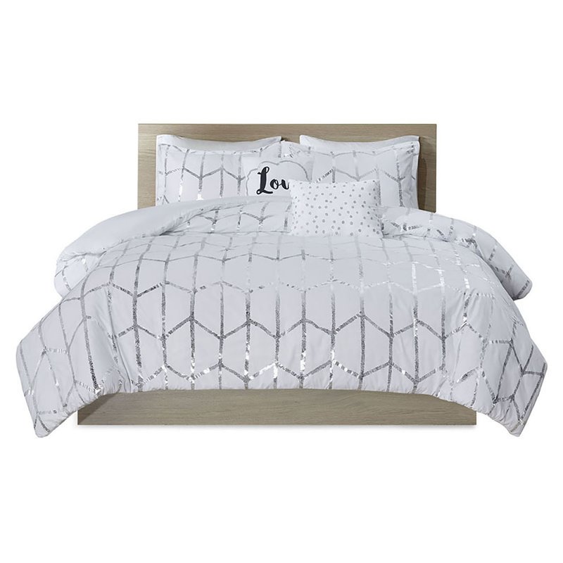 Intelligent Design Raina Comforter Set - Full/Queen - Grey/Silver