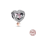 thumbnail image 4 of Hot sale original Sterling Silver Gold Wings Mother Heart Flower BeadedPendant for PandoraDIYBracelet, Women's Jewelry Gifts, 4 of 5