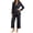 Black, variant on Women Collared Long Sleeve Suit Set Button Down Solid Elegant Office Slim Casual Two Piece Suit Sets Purple L