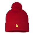 thumbnail image 1 of Adult Yellow Duck Embroidered Knit Beanie Pom Cap, 1 of 1