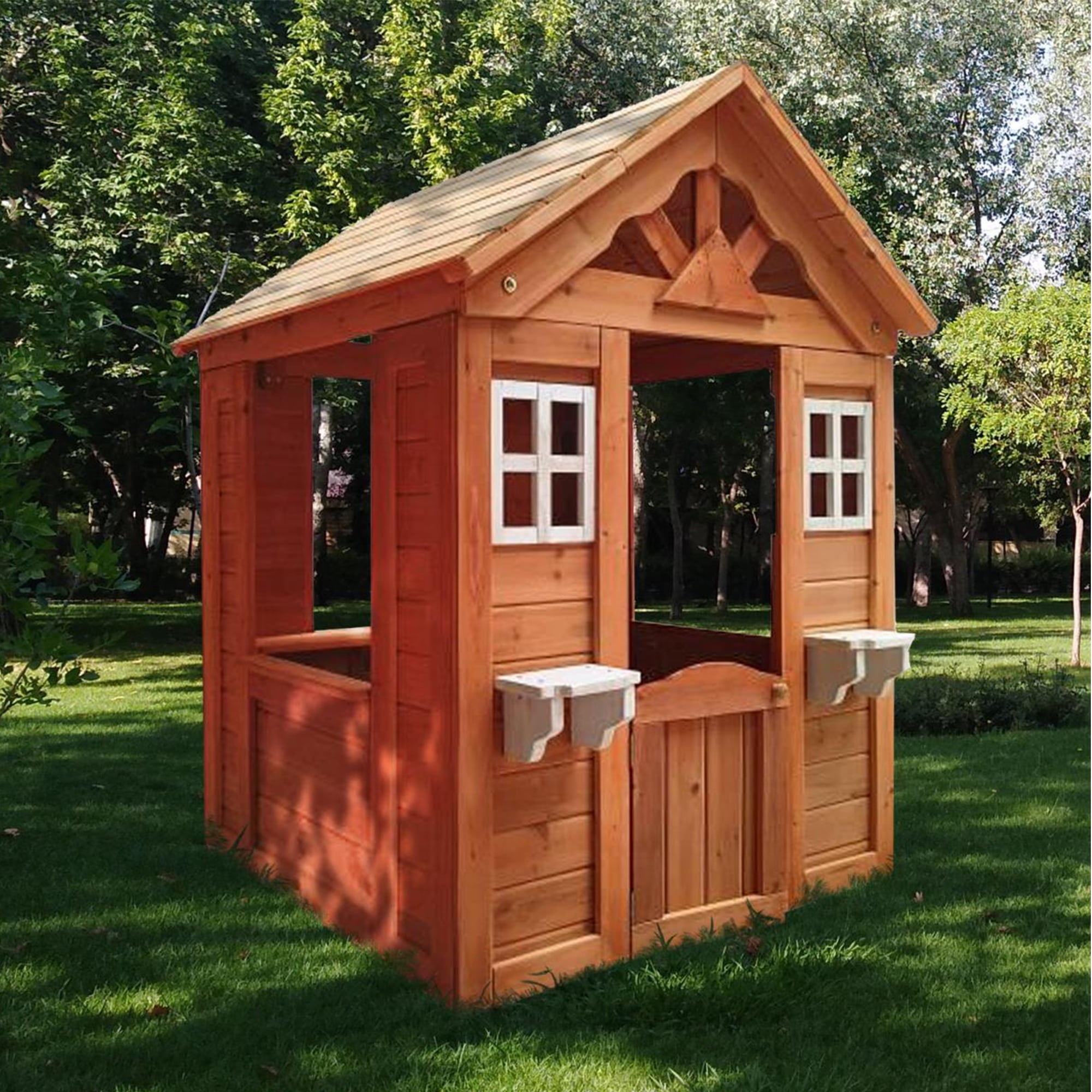 CIPACHO 55" Wooden Kids Playhouse with 2 Windows and Flowerpot Holder, Outdoor Play House for Kids Ages 4-8, Orange CIPACHO 55" Wooden Kids Playhouse with 2 Windows and Flowerpot Holder, Outdoor Play House for Kids Ages 4-8, Orange