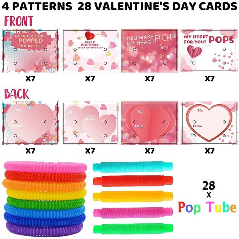 TOY Life Valentines Day Gifts for Kids Classroom Exchange 28 pack Valentines  Day