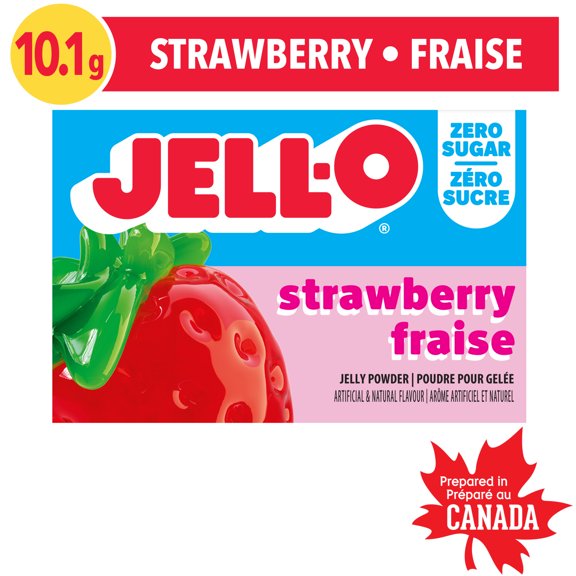 Jell-O Zero Sugar Strawberry Jelly Powder Mix, 10.1 g Box