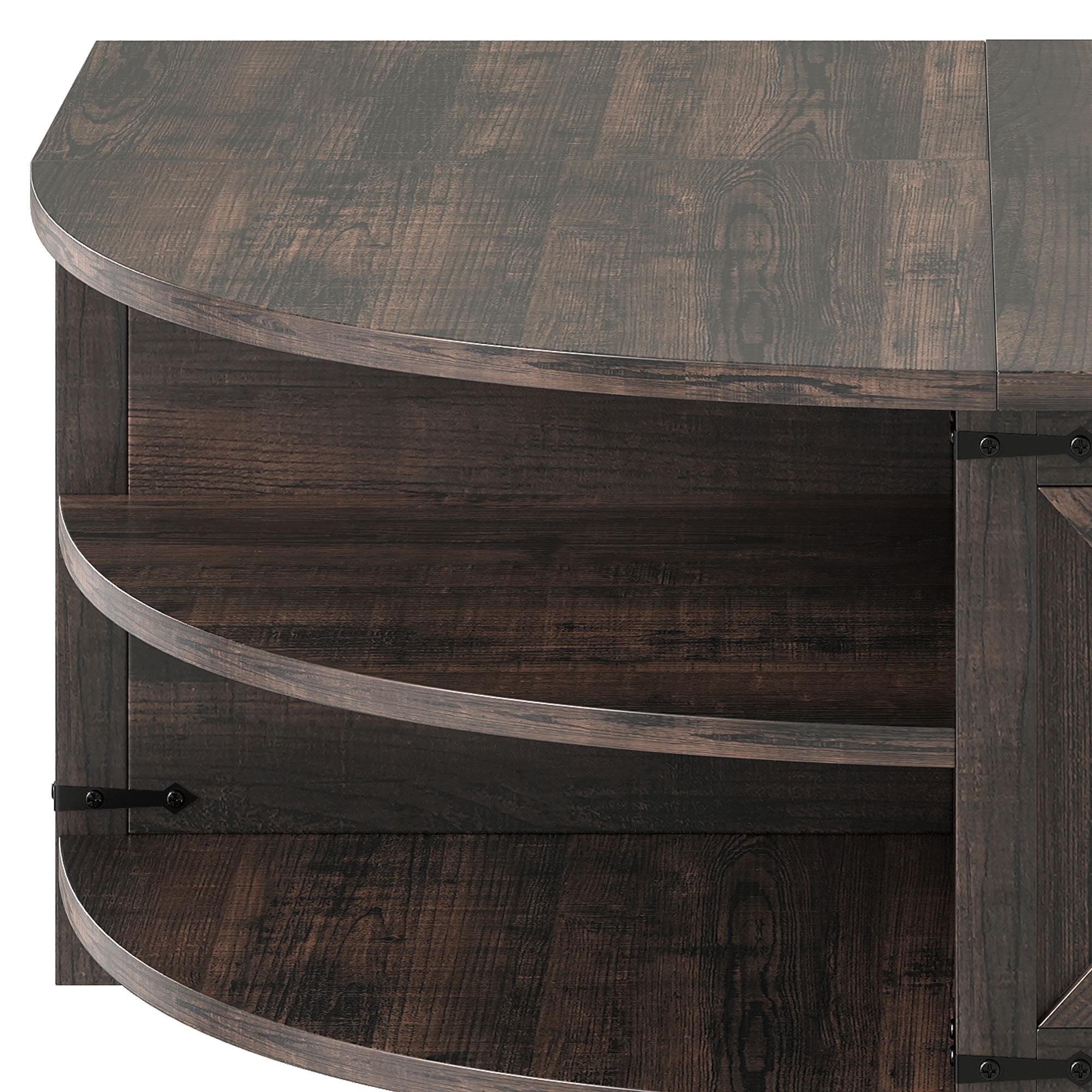 Uforic Farmhouse Lift Top Coffee Table with Storage & Power Outlets, Dark Oak