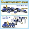 thumbnail image 3 of Toys for 2 Year Old Boy, 7 in 1 Toddler Truck Toys for 2 3 4 5 6 Year Old Boys, Police Truck with 6 Pull Back Cars, 3 Layer Transformable Carriage Set Birthday Gifts Toys for 2+ Year Old Boy, 3 of 9