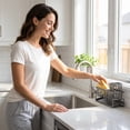 thumbnail image 4 of Tuvgenk Kitchen Sink Caddy Sponge Holder Stainless Steel Countertop Organizer with Drainage Tray for Brushes and Spoons Gray, 4 of 7