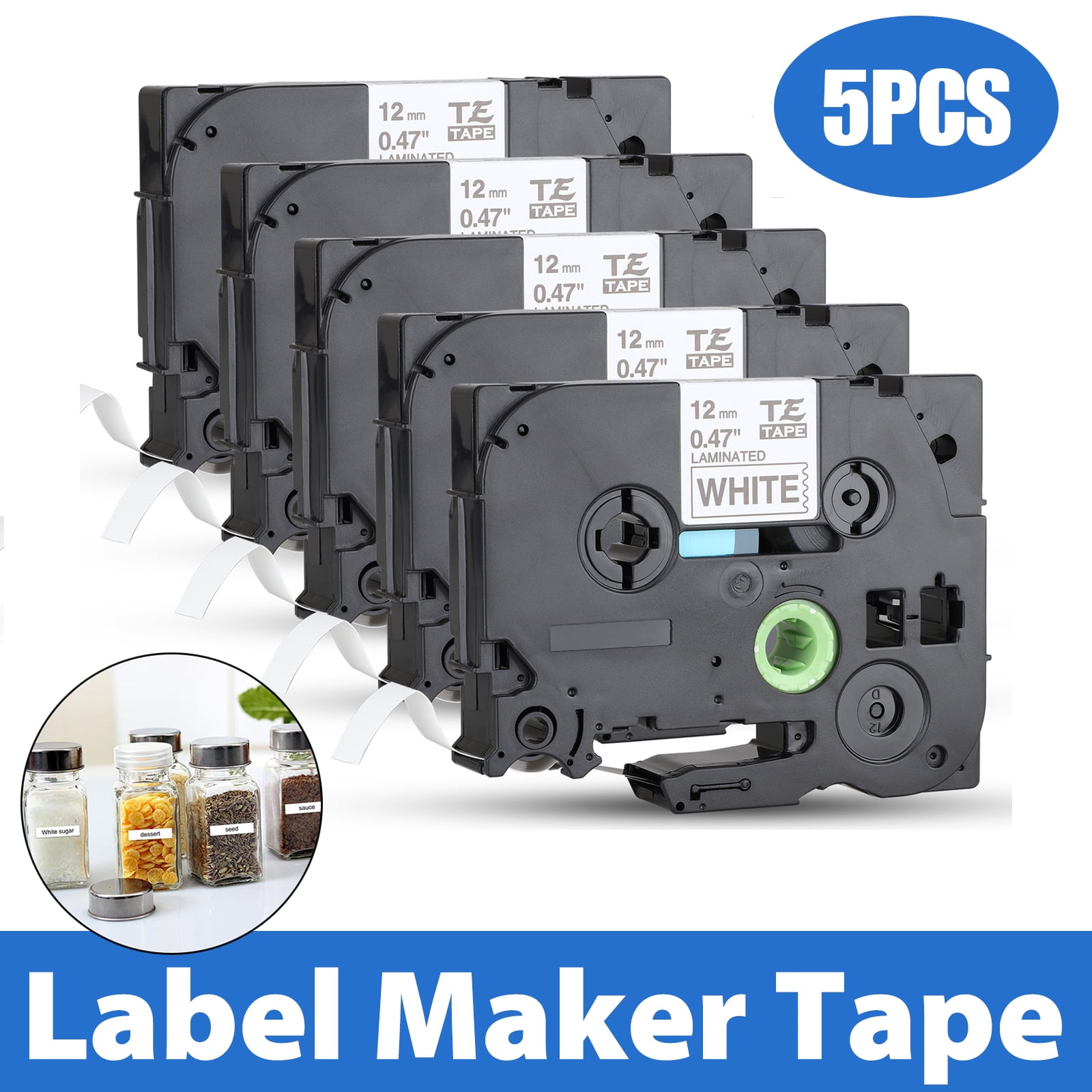 5pk Tze231-731 12mm Label Tape Compatible Brother P-touch Laminated PT-D210 D200 