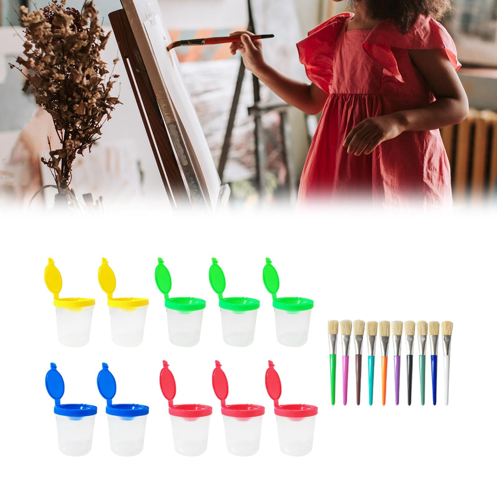 Tachiuwa Paint Cup and Brush Set Art Supplies Tools Easy to Clean Paint Containers for Painting Watercolor DIY Project Home