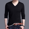 thumbnail image 2 of Dpytoraw Male Knitwear V Neck Sweaters Fashionable Slim Fit Men's Base, 2 of 5