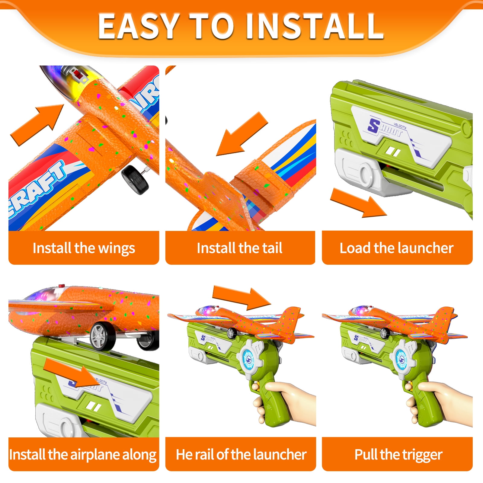 8 Pcs Airplane Toy,12.6" Toy Airplane ,Flying Toys for Age 3-12 Years Old(13.59"x3"x8") (13.59"x3"x8") Green+Red