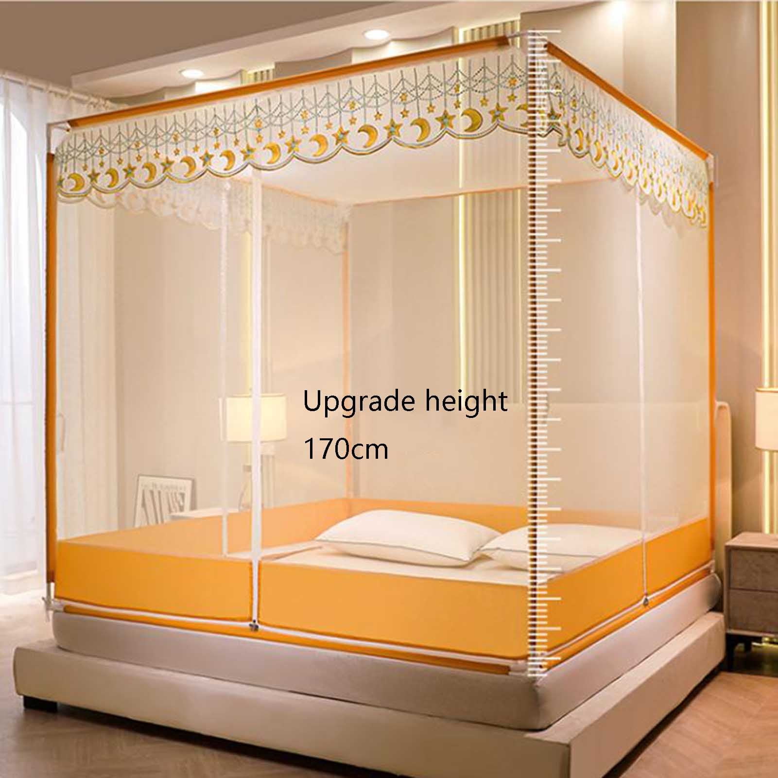 Mosquito Net, 3 Door Canopy Bed Square Top with Bottom Travel House Anti Mosquito Tent for Bedroom, Outdoor, Camping, Travel
