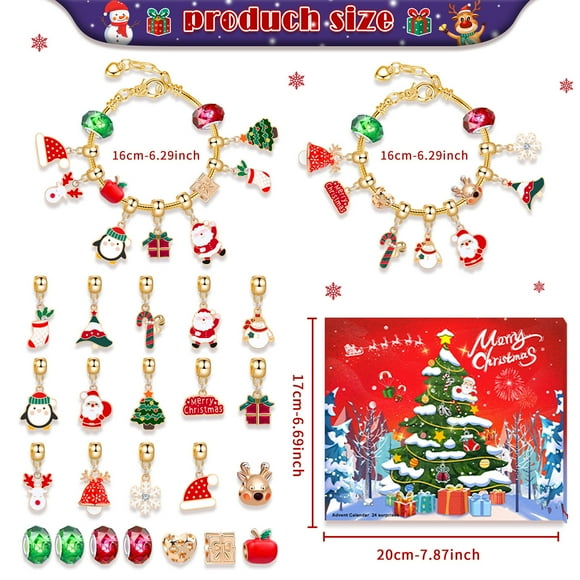 Advent Calendar 2024 Christmas Advent Calendar 2024 Christmas Advent Calendar Gifts, DIY Bracelet Making Kit for for Child Adult, 24-Days Christmas Countdown Calendar Jewelry Gifts