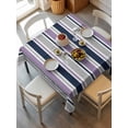 thumbnail image 6 of Purple Grey Striped Table Cloth, Waterproof Tablecloth for Square Tables, Farmhouse Stripes Modern Abstract Art Reusable Washable Fabric Table Cover for Restaurant Kitchen Dining Tables 54"x54", 6 of 9