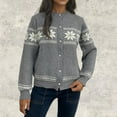 thumbnail image 2 of WRKEKC Veste Chandail pour Femmes Imprimé Flocon de Neige Col Rond Tricoté Veste Surdimensionnée pour Femmes Tenue Décontractée de Noël, 2 of 3