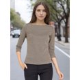 thumbnail image 2 of INSPIRE CHIC Women's Work 3/4 Sleeve Boat Neck Houndstooth Blouse Tops, 2 of 3