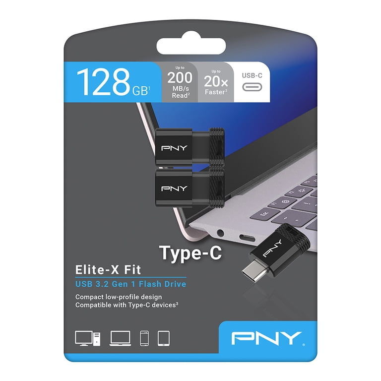 128GB PNY Elite-X Fit Type-C USB 3.2 Flash Drive – Up to 200MB/s