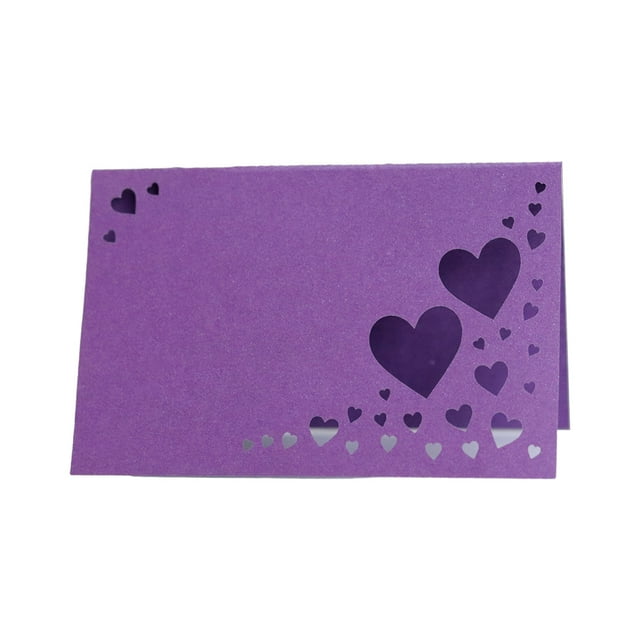 kurtrusly 50pack/lot Personalize Table Decorations With Heart Hollow Name Place Cards Durable Elegant deep purple 1Set