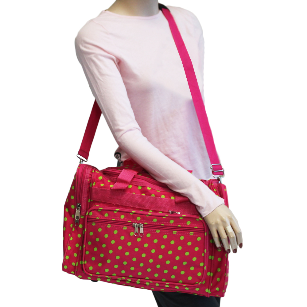 CalBags Fashion Prints 16-inch Shoulder Carry-on Duffel Bag - Fuchsia Lime Dot