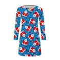 thumbnail image 5 of Robe à Manches Longues pour Femmes, Robe de Noël, Imprimé Père Noël, Ample, Col Rond, Légère, Décontractée, Automne, 5 of 5