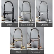 Kitchen Sink Faucet for Bar Farmhouse Commercial, All Copper Black Spring Pull Out Kitchen Sink Hot Cold Water Chrome