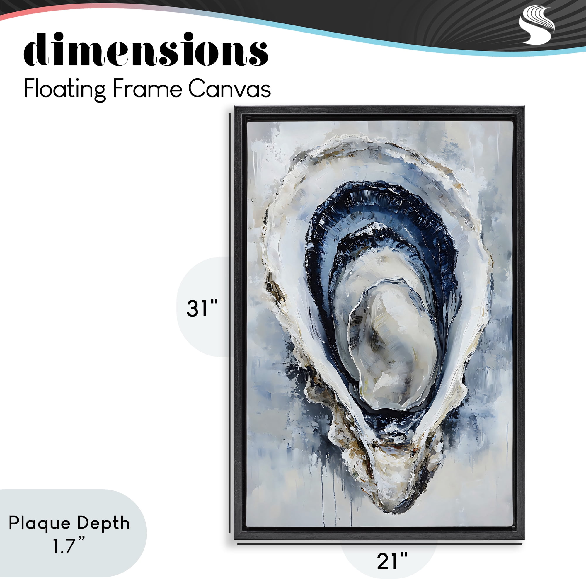 Stupell Industries Blue Oyster Shell Interior Black Framed Floater Canvas Wall Art, design by Creative Studio