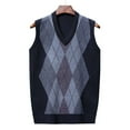 thumbnail image 2 of Men Sweater Vest Knitted Tank Top V Neck Sleeveless Pullover Casual Plaid Top, 2 of 11