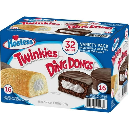 Hostess Twinkies and Ding Dongs Variety Pack 1.3 Ounce (Pack of 32)