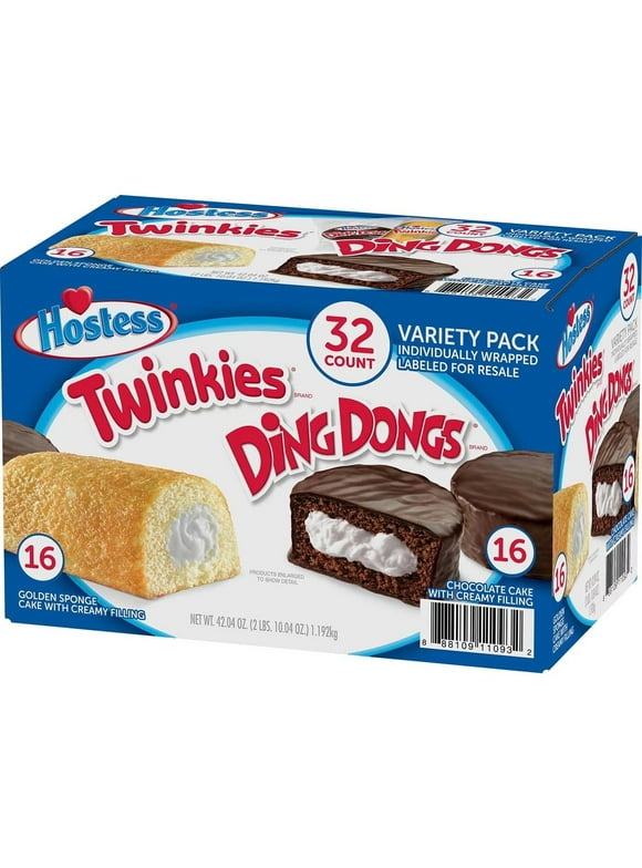 Hostess Twinkies and Ding Dongs Variety Pack 1.3 Ounce (Pack of 32)