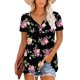 thumbnail image 2 of Tops de Mujer Blusa Casual Elegante Túnica Cuello Redondo Camisetas Estampadas Florales Manga Corta Plisada Con Dobladillo Con Volantes Odeerbi ODB163406, 2 of 8