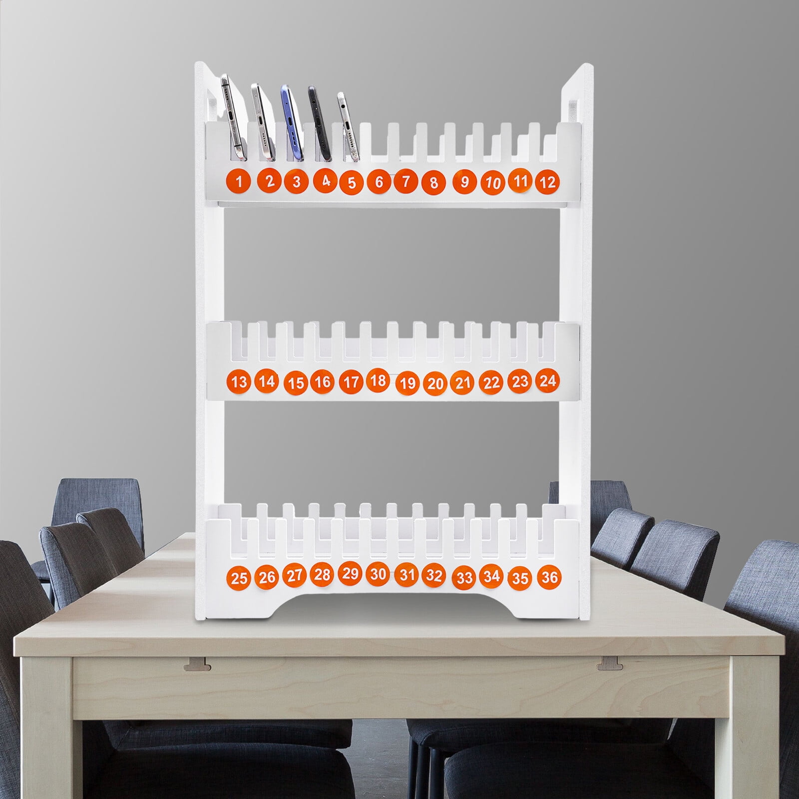 36 Slots Cell Phone Holder Classroom Storage 3-Tier Cell Phone Stand Rack US