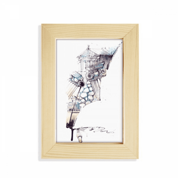 Baroque Architecture Building Watercolor Painting Desktop Display Photo Frame Picture Art Painting 5x7 inch