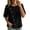ZA-Black tops women, variant on Womens Elbow Sleeve Tops Crew Neck Asymmetrical Button Front Loose Fit Solid Color Casual Blouses for Daily Work Wear