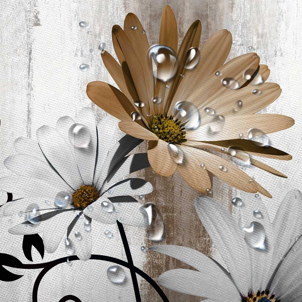 4PCS Daisy Country Farmhouse Shower Curtain Set with Shower Curtain and Carpet and Accessories, Waterproof Bathroom Shower Curtain Decorative Set with 12 pcs Hooks,71 x 71in