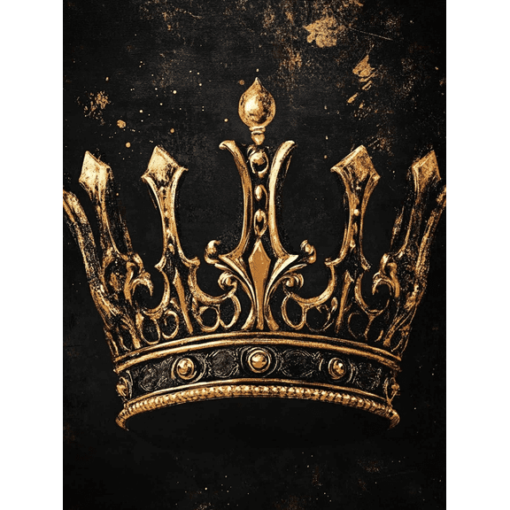 Golden Crown Decorative Painting/Canvas Art， Suitable for Decorating Living Room， Bedroom， Office，Hotel， and Apartment Decor， Luxury Wall Art， Home Decoration， Black Gold Artwork.