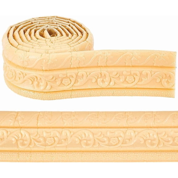 90 x 3.15 Inch Flexible Molding Trim Self Adhesive Wood Mirror Foam Frame Border 3D Sticky Decorative Peel and Stick Ceiling Wallpaper Cabinet Border Sticker