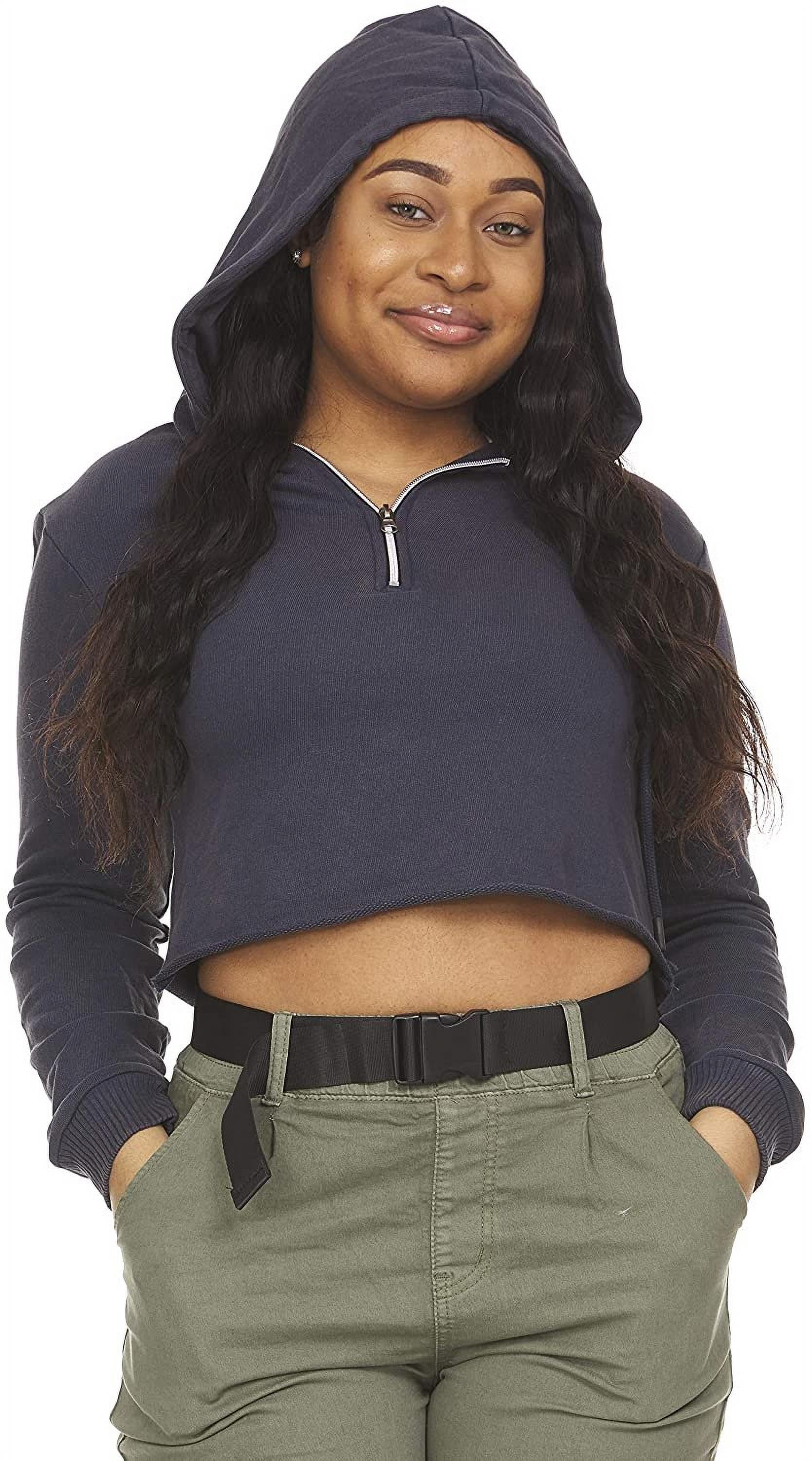 Long Sleeve Cropped Hoodie Sweatshirt for Women Half Zip Body Dip Tie Dye  Matt Navy Medium - Walmart.com