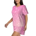 thumbnail image 2 of Lsque Breast Cancer Pink Ribbons Awareness Women's Short-Sleeved Pajama Set - 2 Piece Soft and Lightweight Sleepwear Set-, 2 of 9