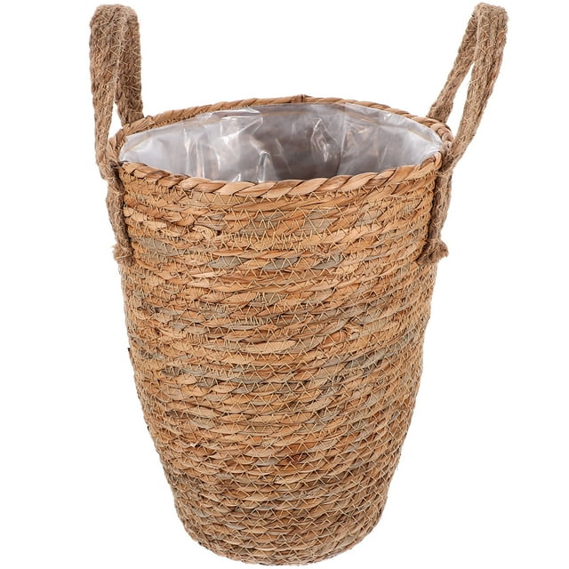 Cesta tejida del macetero con el pote tejido a mano de la planta de la paja del estilo pastoral del trazador de líneas