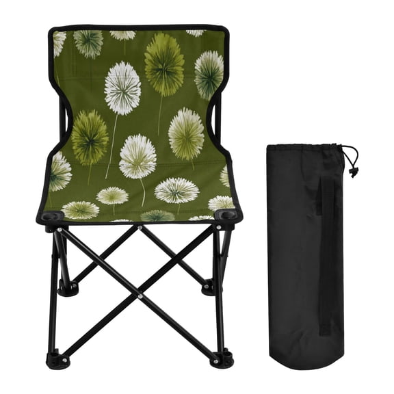 600D Oxford Camping Chair Portable Foldable Chair Supports 220 lbs for Picnic, Fishing, Backpacking Green Dandelions Pattern