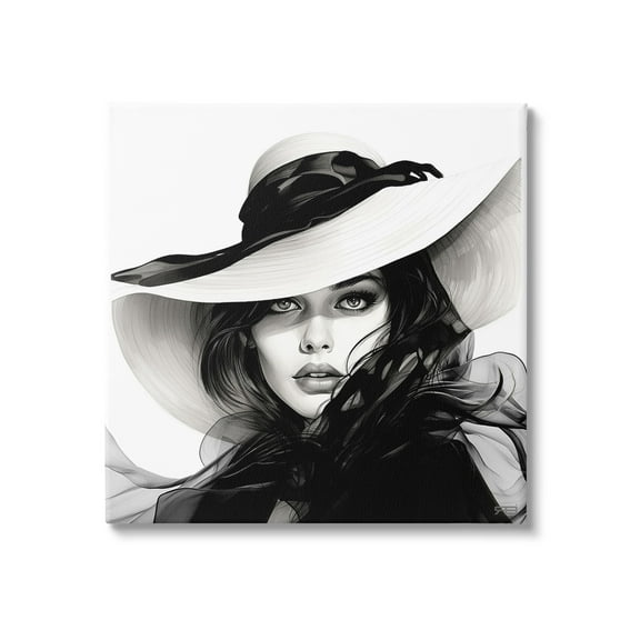 Stupell Industries Chic Woman Gazing Beauty & Fashion Painting Gallery Wrapped Canvas Art Print Wall Art, 17 x 17
