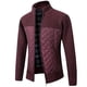 thumbnail image 3 of Suéter de punto cálido a juego con colores de moda con forro polar y cremallera a cuadros a rayas con cuello alto para hombre de otoño e invierno, 3 of 5