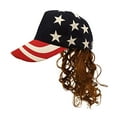 thumbnail image 2 of HandinHandCreations USA Stars and Stripes Brown King Mullet Hat Wig Merica 4th of July Hillbilly American Costume, 2 of 3