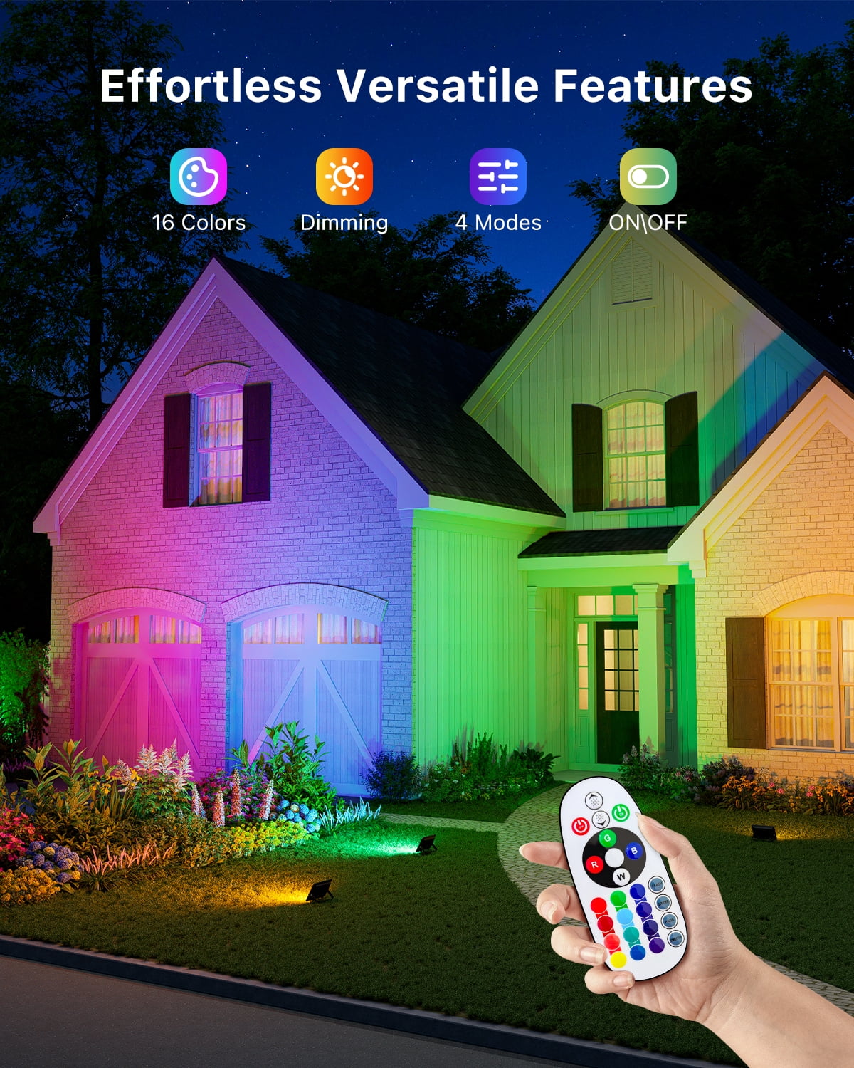 2 Pack 50W Led Flood Lights 500W Equi Color Change with Remote Waterproof 16 Multicolor Lamp Indoor Outdoor Up Lighting for Wall Decoration, Garden