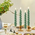 thumbnail image 4 of 7.3 Inches Spiral Taper Candles Colorful Twisted Candle Dripless Long Candles, Handmade Candlesticks for Wedding Dinner Decor, Set of 4, 4 of 6