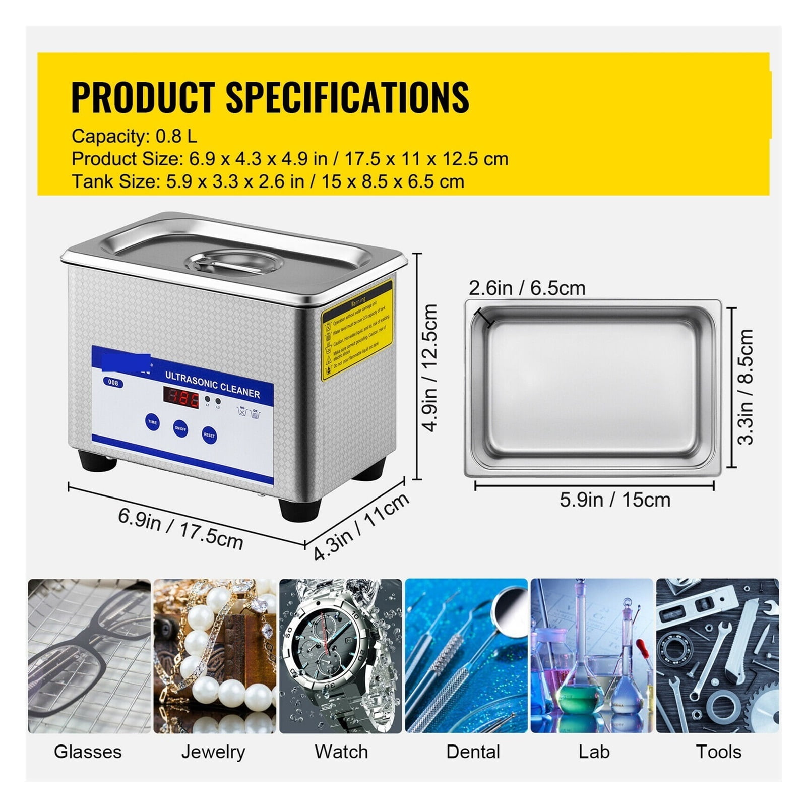 800ml Ultrasonic Cleaner Portable Washing Machine 35W Mini Dishwasher Lave-Dishes Ultrasound Bath Sonic For Home Appliance ,Strong Cleaning
