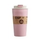 thumbnail image 5 of Kearding Botella de café de bambú, vaso de coche, taza de plástico de gran capacidad, superficie lisa, vasos para estudiantes, viajes, Rosa 2piezas, 5 of 6