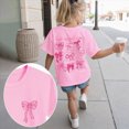 thumbnail image 2 of KPOPLK Toddler Girls Graphic T Shirts Cotton Cute Spring Summer Short Sleeve Tees Soft Breathable Tops 2-12T Size 5-6 Years,Pink, 2 of 6