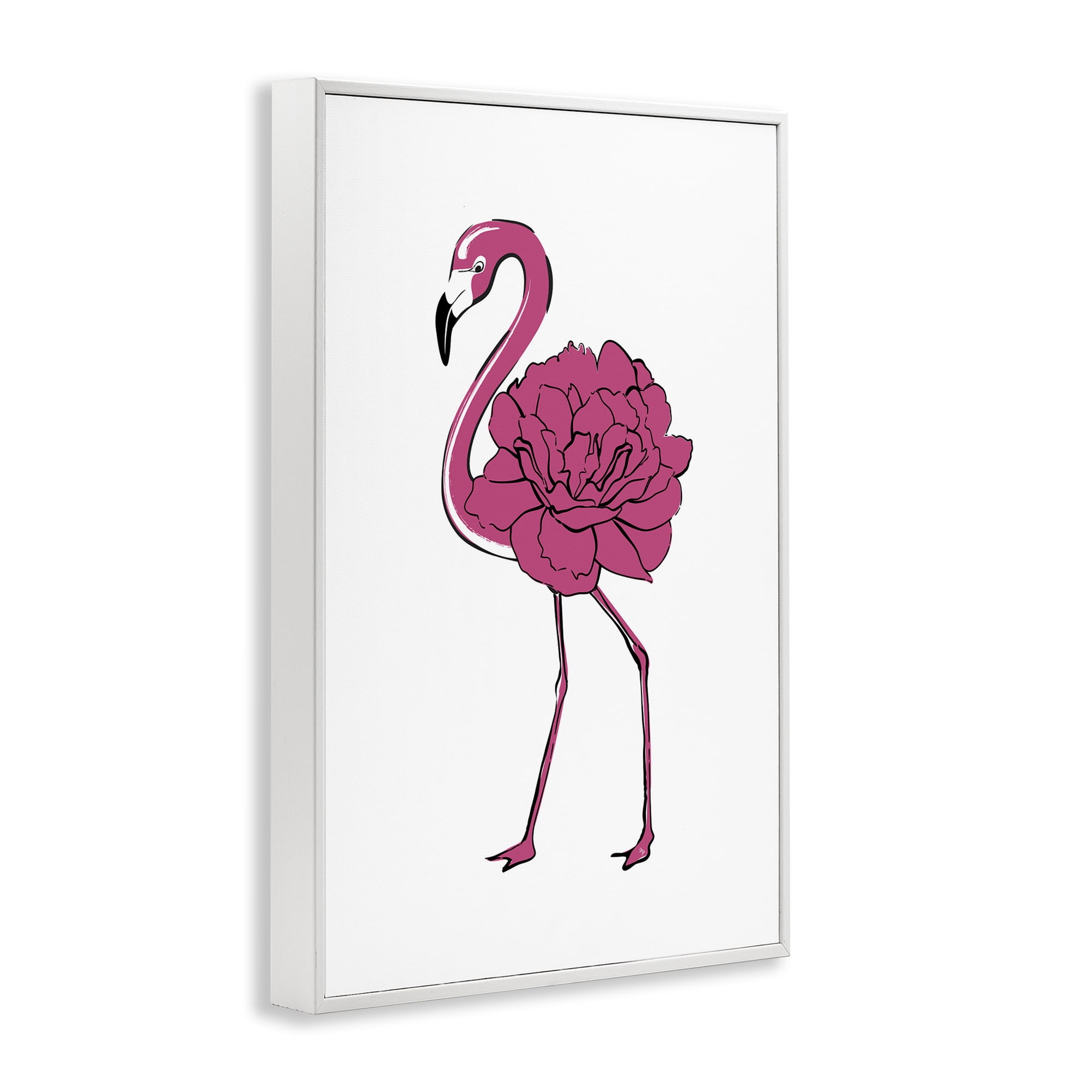 Stupell Industries Flamingo Rose Petal Body Animals & Insects Painting White Framed Art Print Wall Art, 16 x 24